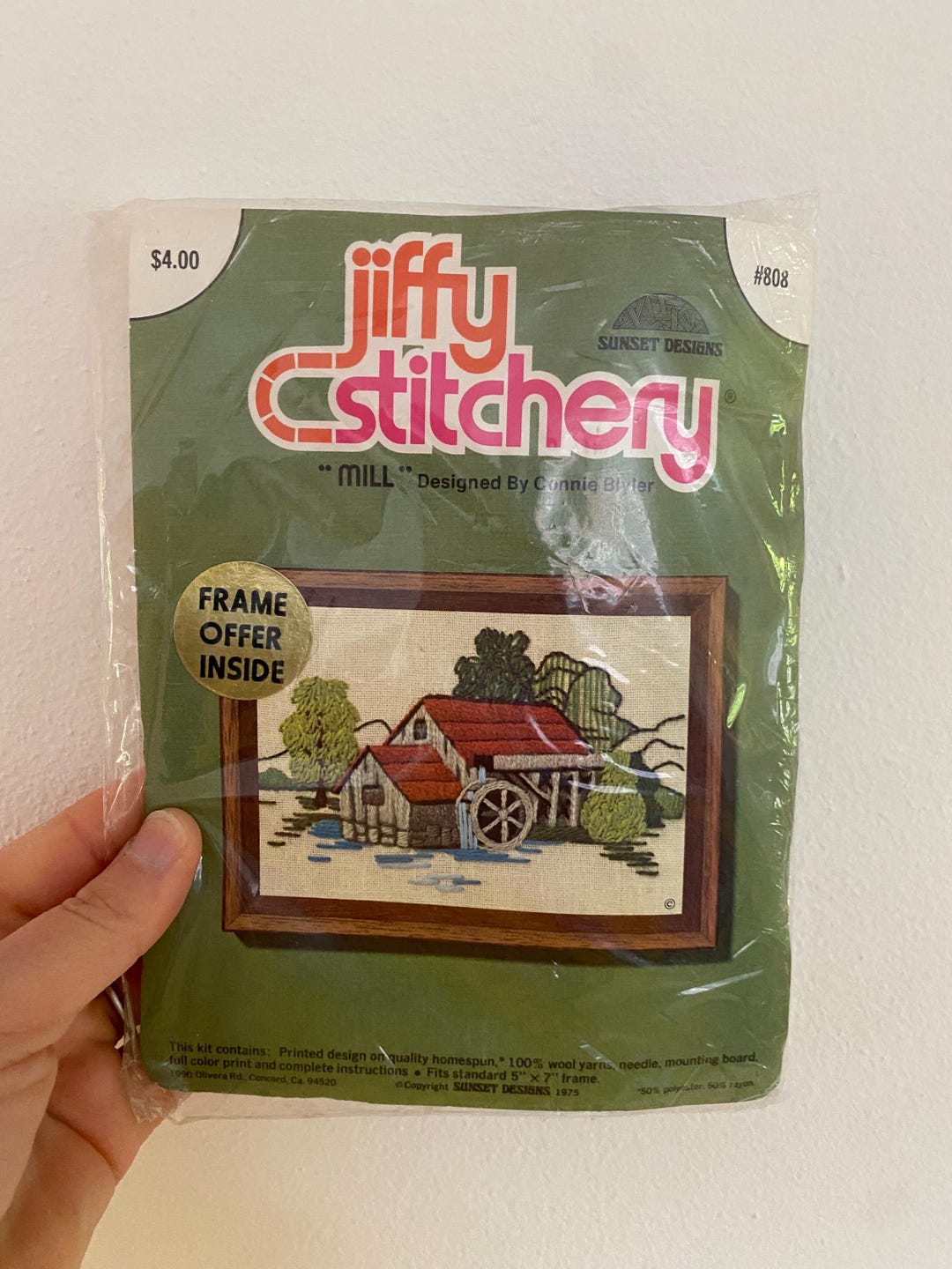 Kit De Broderie Vintage Jiffy Stitchery 305 - Motif Pois 4x6, Crewel, Années 70, Neuf