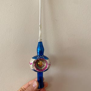 1940/50s Blue Mercury Glass Tree Topper, Glass Tree Topper, Tree Topper for Christmas Tree, Mercury Glass Tree Topper, Shabby Chic Christmas