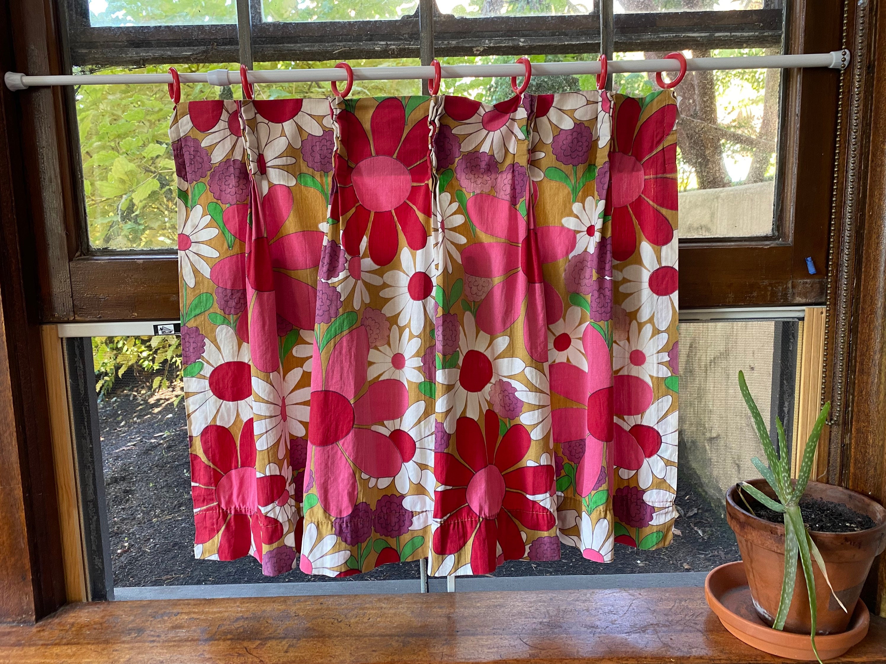 Mid Century Modern Sheer Curtains, Retro Home Decor, 1960s Curtains