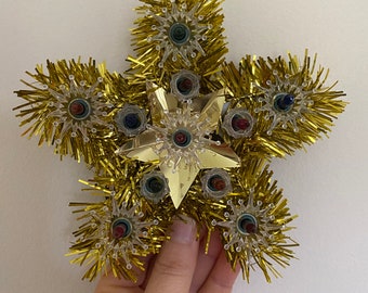 Vintage Gold Star Tree Topper, Star Tree Topper with Lights, Tree Topper for Christmas Tree, Electric Tree Topper, Gold Christmas Decor
