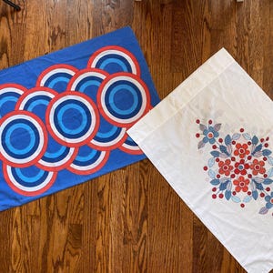 2 Retro Red White Blue Pillowcases, Retro Bedroom, Vintage Standard Pillowcases, Retro Pillowcases, Vera Pillowcases, Vera Neumann