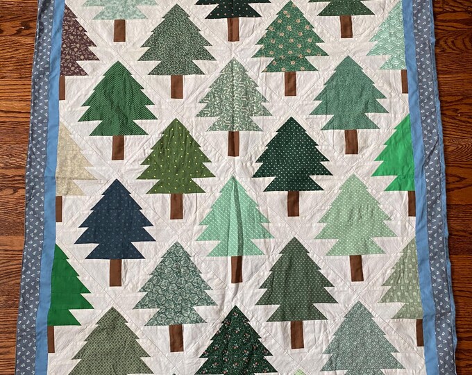 1988 Pine Tree Wall Hanging Quilt, Vintage Quilt, Pine Tree Quilt ...