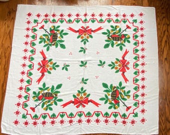 1950年代 イタリア空軍 テーブルクロスとナプキンセット 刺繍 ヴィンテージ長方形ペーパークリスマステーブルクロス＋ナプキンセット