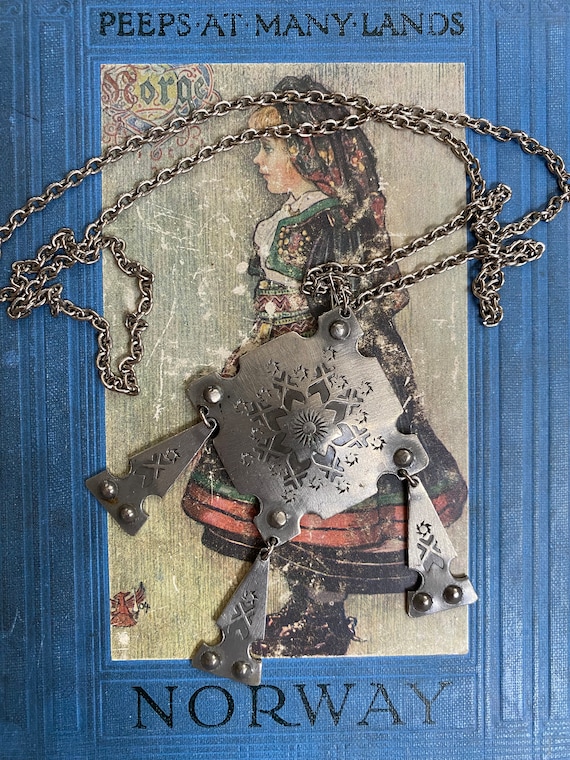 Vintage Rolf Buodd Norwegian Pewter Necklace, Pewt