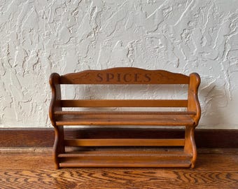Vintage Wooden Spice Rack, Vintage Spice Rack, Wooden Spice Rack, Vintage Kitchen, Cottage Core Decor,