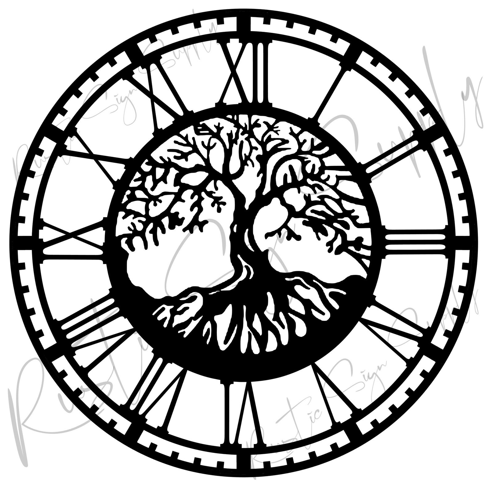 Tree of Life Clock SVG Archivo de corte Silueta Cricut Etsy