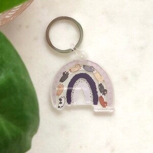 Dachshund keychain rainbow cute Doxie