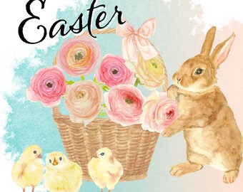 Easter Pastel Watercolor Clipart Digital Download