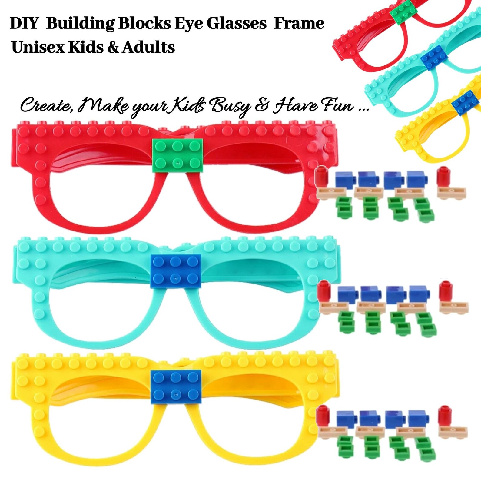 DIY Art Designs on Blank Lego Glasses with Free Bricks blocks Etsy