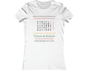 Camiseta Adinkra para mujer, blanca