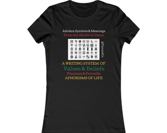 Camiseta Adinkra para mujer, negra