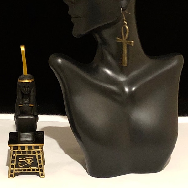 Kemetic Ankh Earrings, Brass | Ancient Egyptian Jewelry | Nile Valley Culture | Ma'at | Tribal & Ethnic | Afrocentric