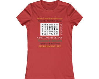 Camiseta Adinkra para mujer, roja