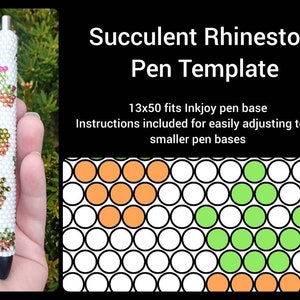 Plantilla de pedrería suculenta, Plantilla de pedrería SS10, Instrucciones, Carta de colores, Papermate Inkjoy, Acero inoxidable, 13x50, Plantas, Floral
