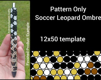 Fußball Leopard Print Ombre Strass Vorlage, SS10 Strass Vorlage, Graph, Anleitung, Farbkarte, Ink Joy, Sport