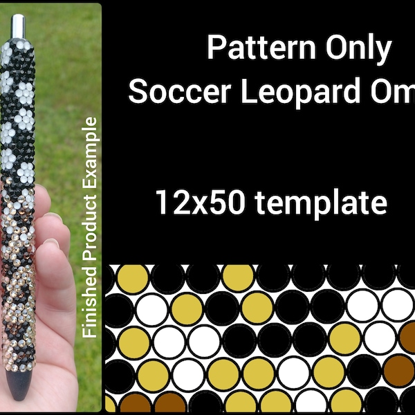 Soccer Leopard Print Ombre Rhinestone Template, SS10 Rhinestone Template, Graph, Instructions, Color Chart, Ink Joy, Sport