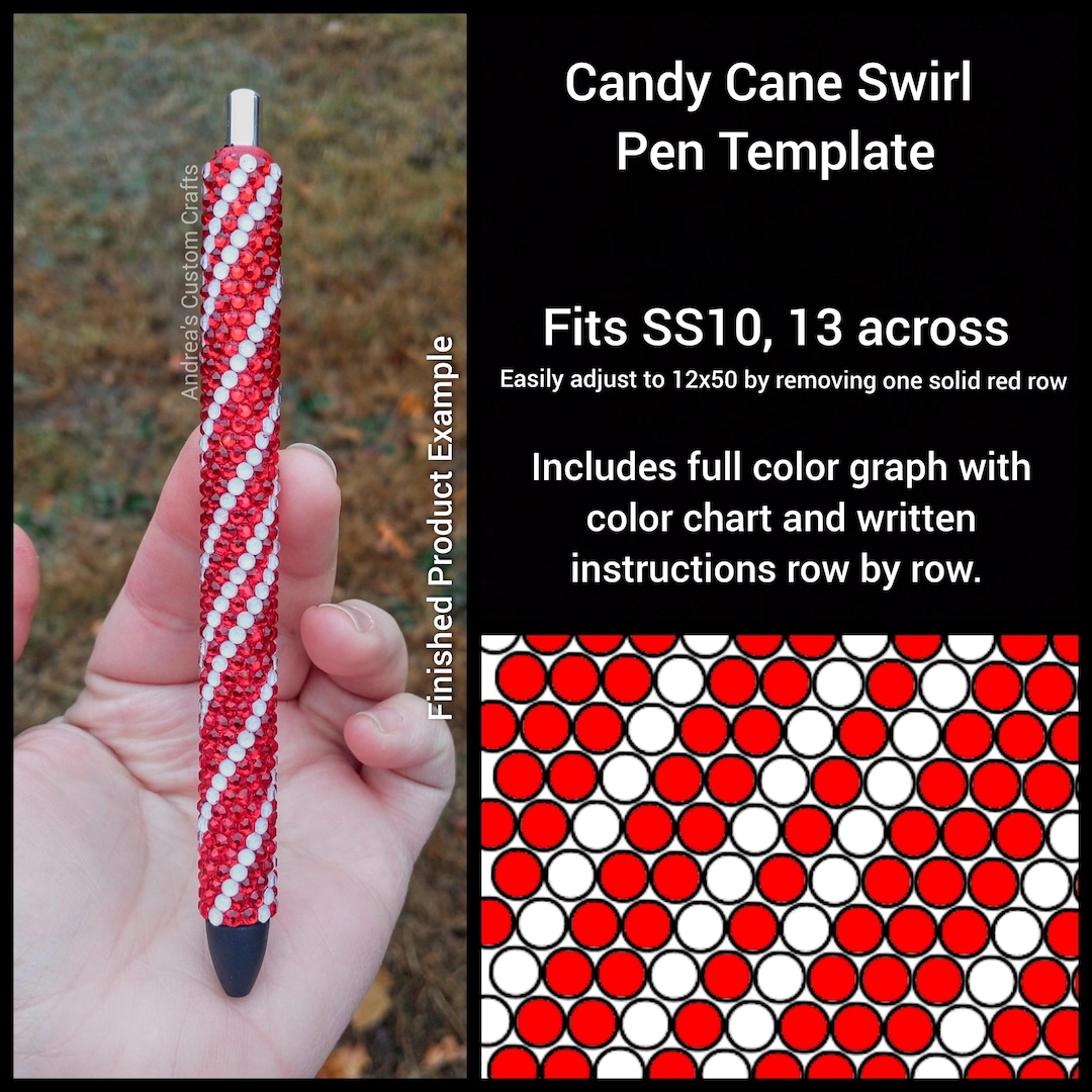 Cany Cane Swirl Pen Template, 13x50 Graph, Honeycomb Pattern, Holiday ...