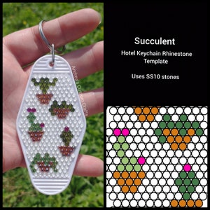 Sukkulente Schlüsselbund Vorlage, nur digitaler Download, SS10 Strass Vorlage, Graph, Retro, Kaktus, Pflanze