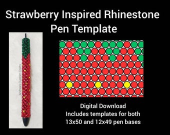 Erdbeer Strass Vorlage, SS10 Strass Vorlage, Anleitung, Farbkarte, Papermate Inkjoy, Edelstahl, 13X50 und 12x49