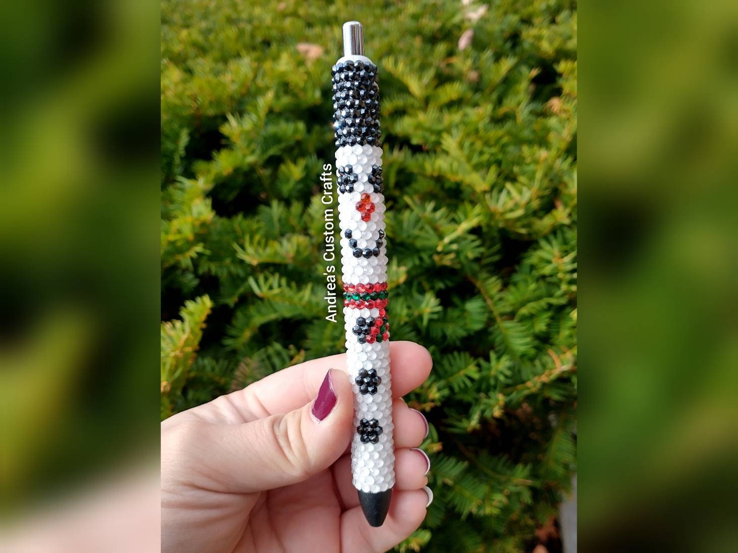 New Handcrafted Christmas/ Snowman Rhinestone Refilable Gel Pen