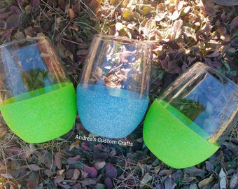 Last Chance! Custom Glitter Dipped, Personalized, Name, Stemless Wine Glass, 20.5 FL oz, Large Wine Glass, Gift for Her, Initial, Birthday