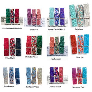 Magnetic Rhinestone Clothespins: Sparkly Fridge Magnets, Set of 3