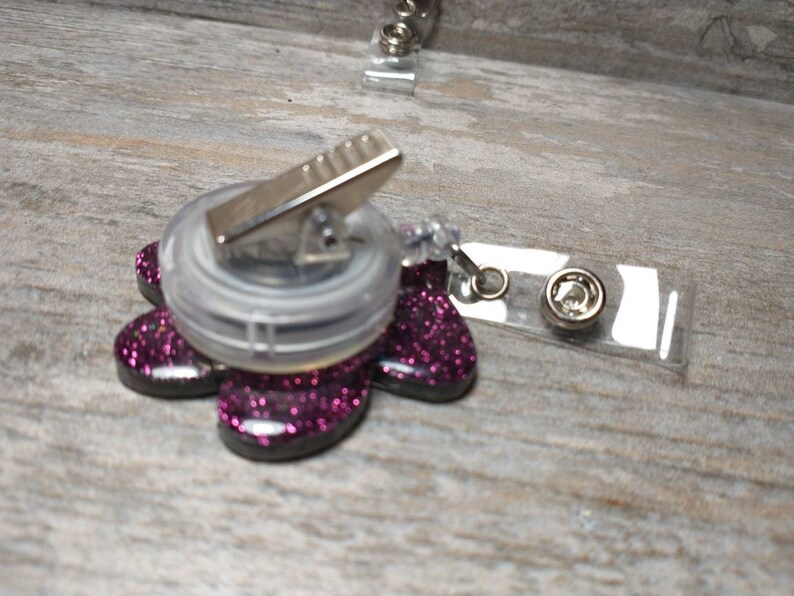 Lanyard Topper Teacher Cat Vet Nurse Dog Interchangeable Badge Reel Purple Floral Paw Print Badge Reel Swivel Alligator Clip