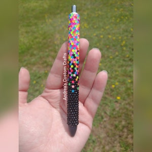 Stylo néon en verre avec strass, années 80, 90, encre noire moyenne, gel, recharge d'encre bleue, poignée, bureau, nid d'abeille multicolore