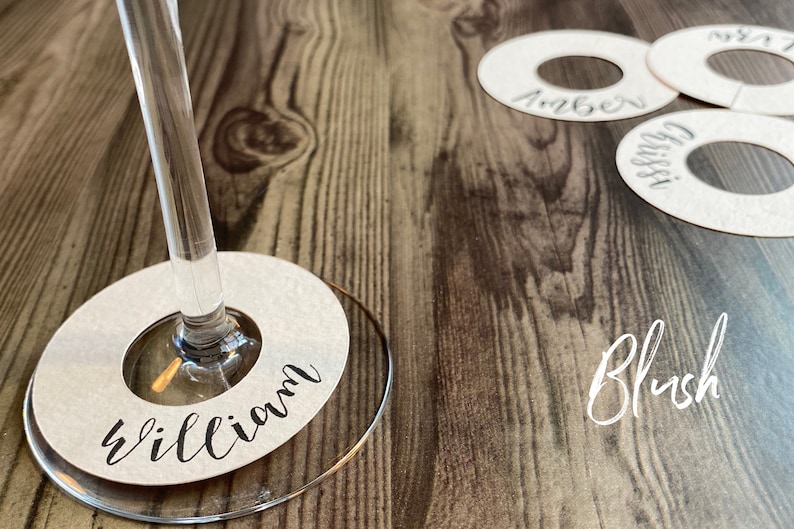 Wine Identifier Tags Personalized Calligraphy Wine Glass Etsy