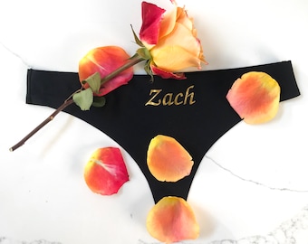 Personalized Thong | Sexy surprise gift for Valentines's Day honeymoons, bachelorette parties, weddings and any romantic occasion!