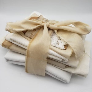 Shades of White Fabric Sampler Bundle for Junk Journals, Quilts, Small Sewing Projects