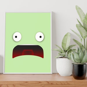 Minimalist KSP - Kerbal Space Program Inspired Screaming Face - Wall & Desk Art Print - Instant Download - Printable Art - 300dpi JPG