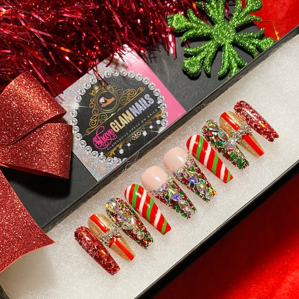 Christmas Press on Nails Etsy