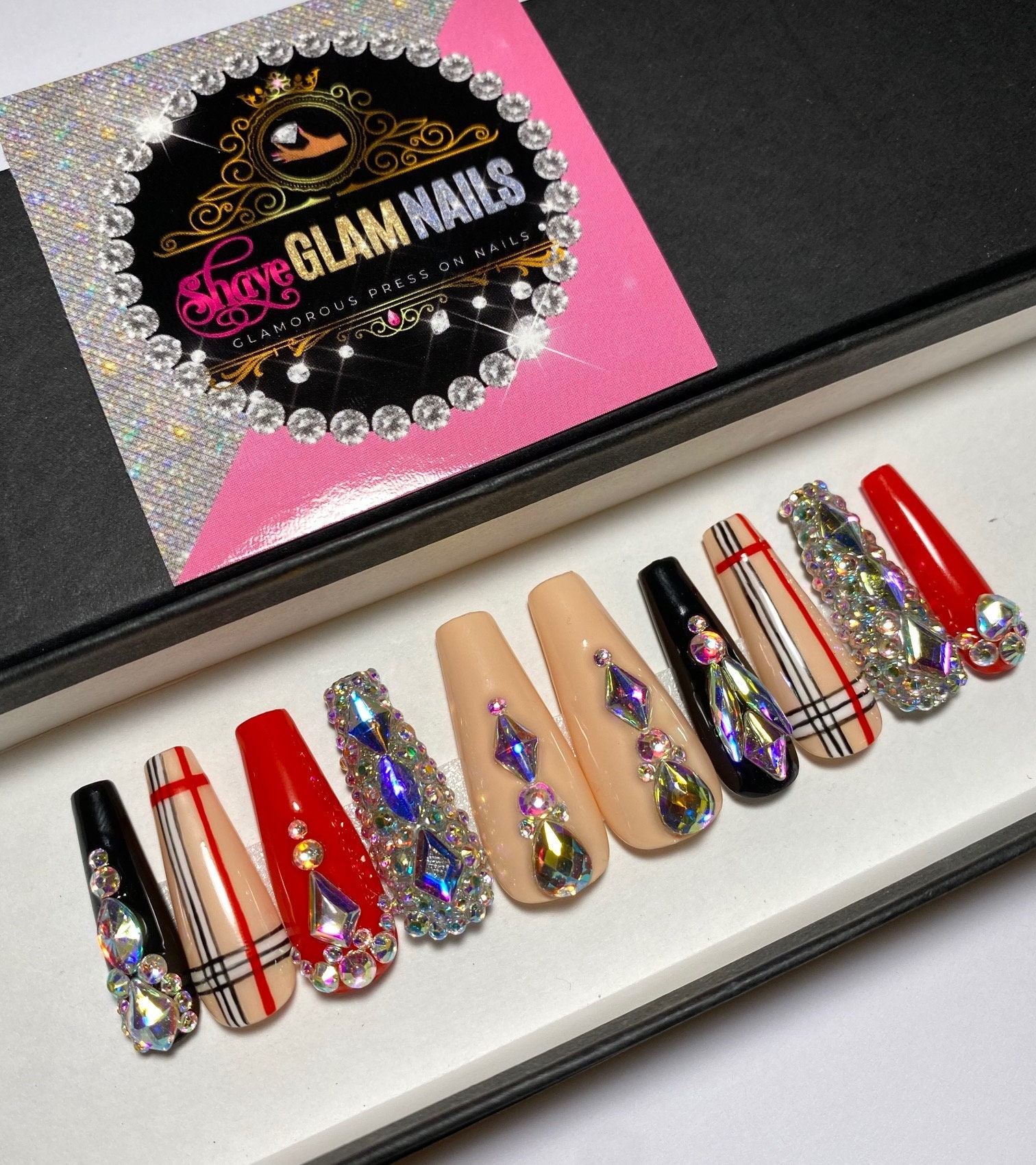 Press on Nails Fake Nails False Nails Long Nails Short | Etsy