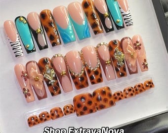 Tortoise Press On Nails and Toenails | Luxury Handmade Nail Set