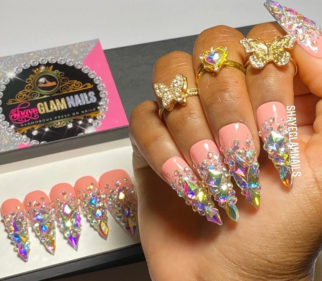 Diamond Fake Nails - Etsy
