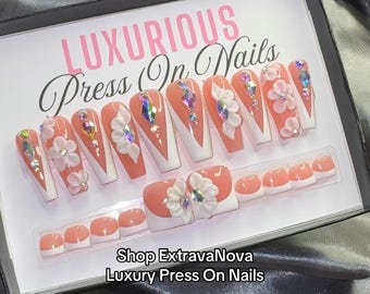 French Tip Nails Press On Toenails | Luxury Handmade Nail Sets