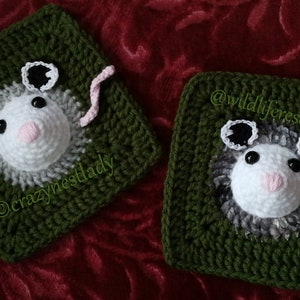 3D &#39;Possum Granny Square Crochet PATTERN (PDF)