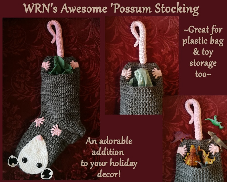 WRN's Awesome 'Possum Stocking PATTERN PDF crochet pattern image 3