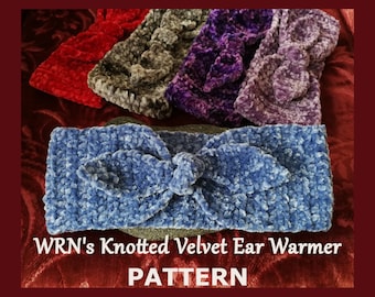 WRN's Knotted Velvet Ear Warmer PATTERN - 3 sizes + adjustable knotted tie