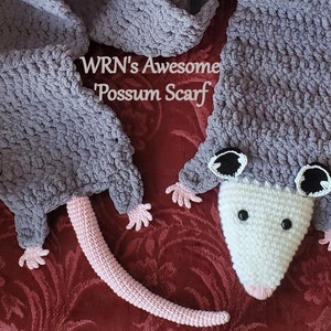 WRN's Awesome 'Possum Scarf - Extra long - ***Made to order*** with optional baby opossum pins