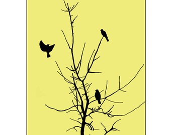 Birds in Tree Drawing- Digital Download