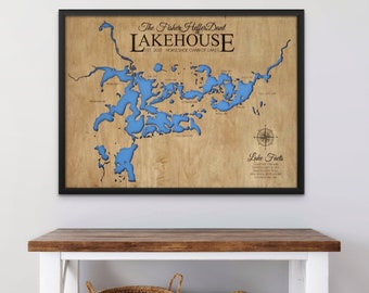 Personalized Lake House Decor 3D Wood Lake Map - Lake House Gifts - Custom Sign - Lake House Wall Art