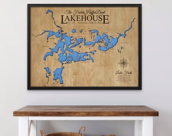 Lake Okeechobee - Any Lake Customized Wood Art, 3D Custom Lake Map, Best Selling, Lake decor