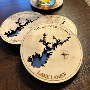 Lake House Decor coasters, Personalized Wood Coasters, 3D Lake Depth, Christmas Gift, Housewarming image 3