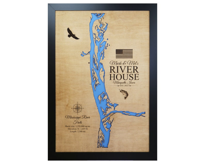 Lake House Decor Gift Map Wood Sign Personalized Any Etsy