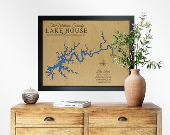 Lake Cumberland Map, Kentucky, Custom 3D Lake Map, Lake House Decor, Cabin Lake Map, Family Cabin Art, Lake House Wall Art