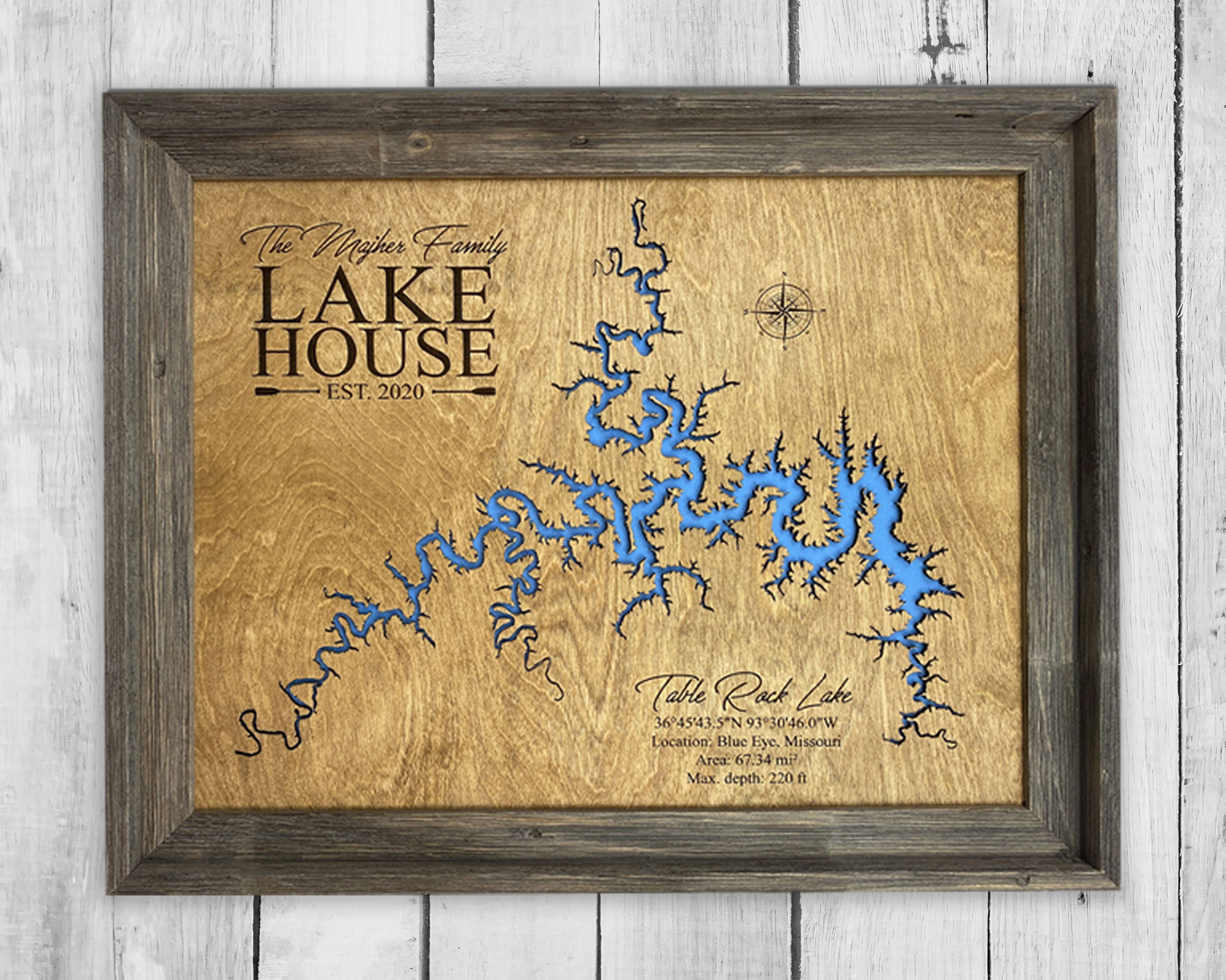 Lake House Decor Custom Map Gift Any Lake made into a Etsy