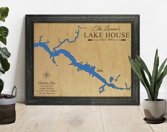 Wheeler Lake Map Alabama - Lake House Decor - Wall Decor -Custom Wood Map Sign- Lake Art - 3D Wall Art - Wood Maps - Housewarming Gift