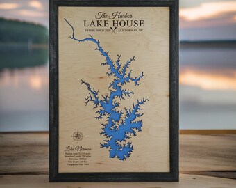 Lake Norman Wood Map, Lake House Decor Personalized, Lake house gift, Custom Lake Map, Housewarming Gift, Lakehouse Wall Art